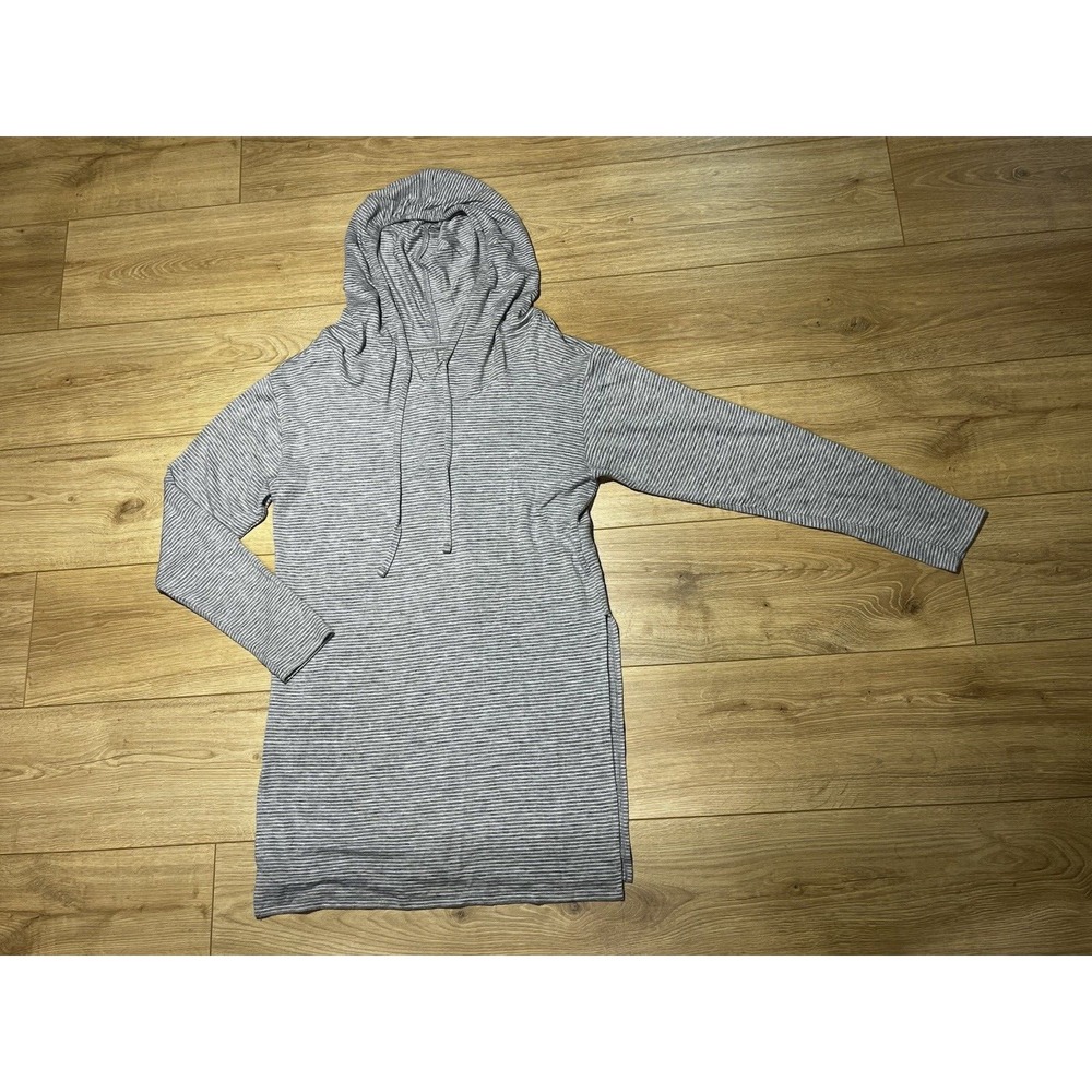 Soho New‎ York & Company Hoodie Dress Medium Striped Long Sleeve Casual Gray